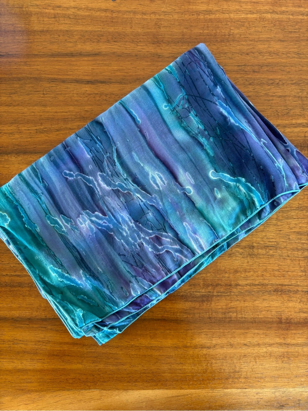 NWOT Silky Tie-Dye Style Blue Green Scarf Wrap